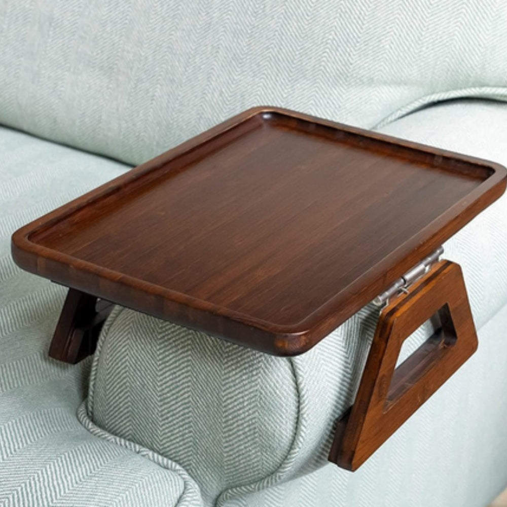 Bamboo Sofa Arm Tray, Adjustable Clip-On Couch Table — product view 5