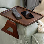 Bamboo Sofa Arm Tray, Adjustable Clip-On Couch Table — product view 2