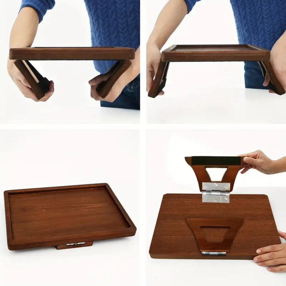 Bamboo Sofa Arm Tray, Adjustable Clip-On Couch Table — product view 8