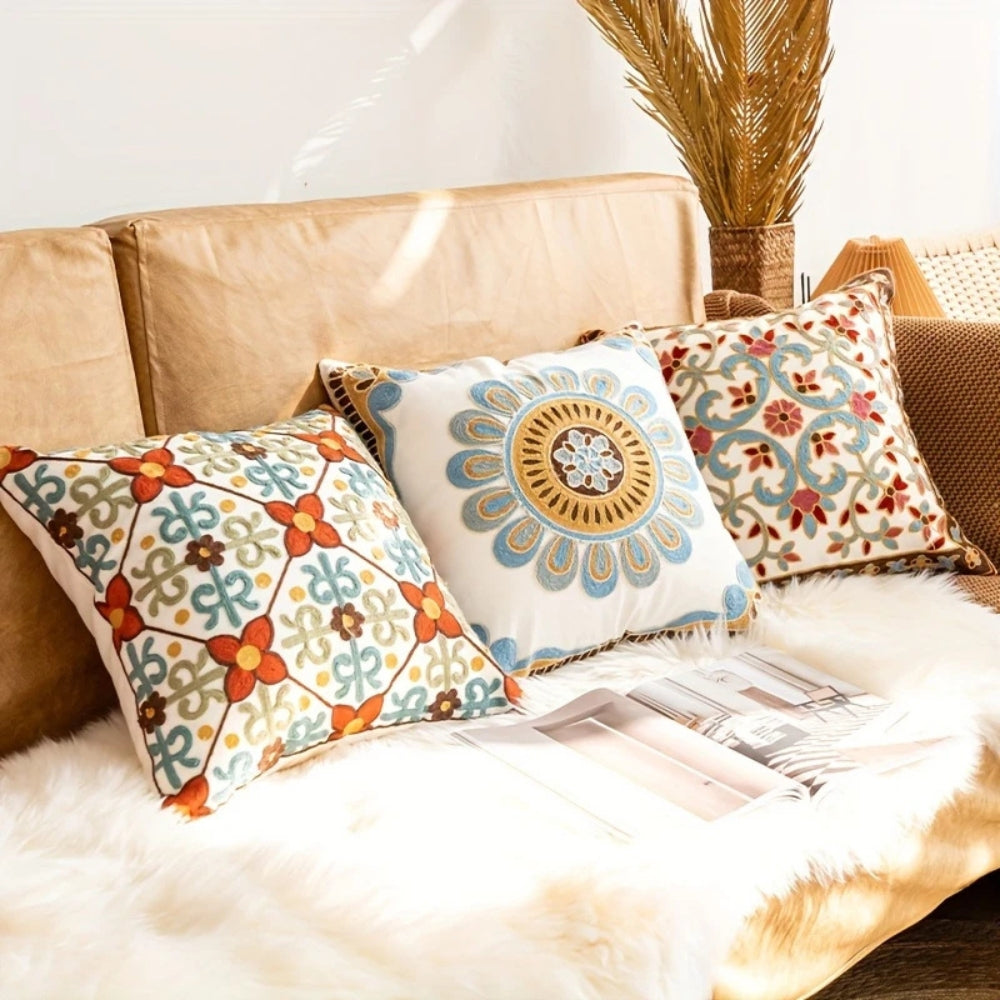 Vintage Embroidered Pillow Cover, 18-Inch Floral Cushion Cover — product view 7