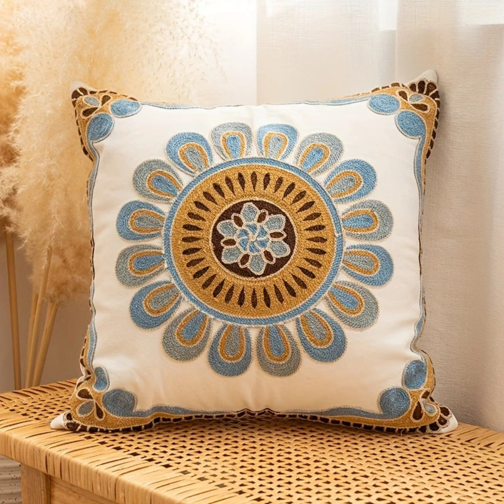 Vintage Embroidered Pillow Cover, 18-Inch Floral Cushion Cover — product view 1