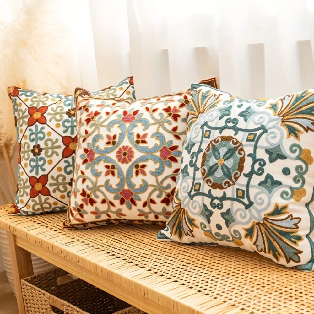 Vintage Embroidered Pillow Cover, 18-Inch Floral Cushion Cover — product view 8