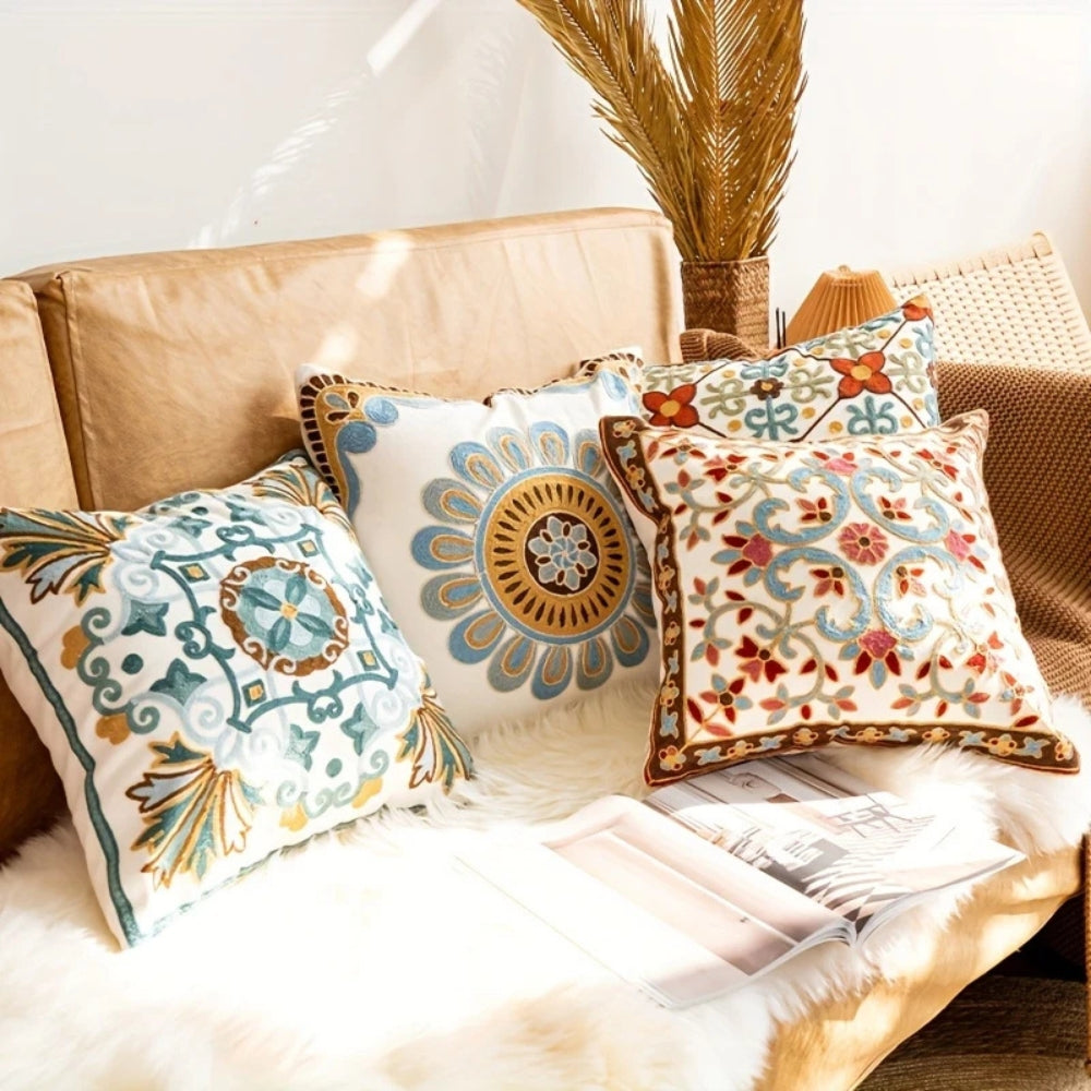 Vintage Embroidered Pillow Cover, 18-Inch Floral Cushion Cover — product view 9