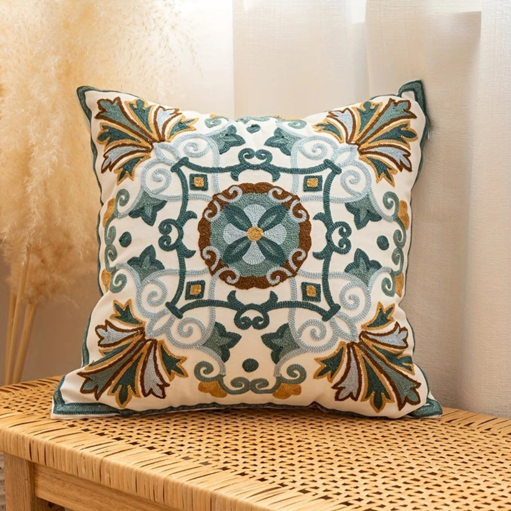 Vintage Embroidered Pillow Cover, 18-Inch Floral Cushion Cover — product view 3