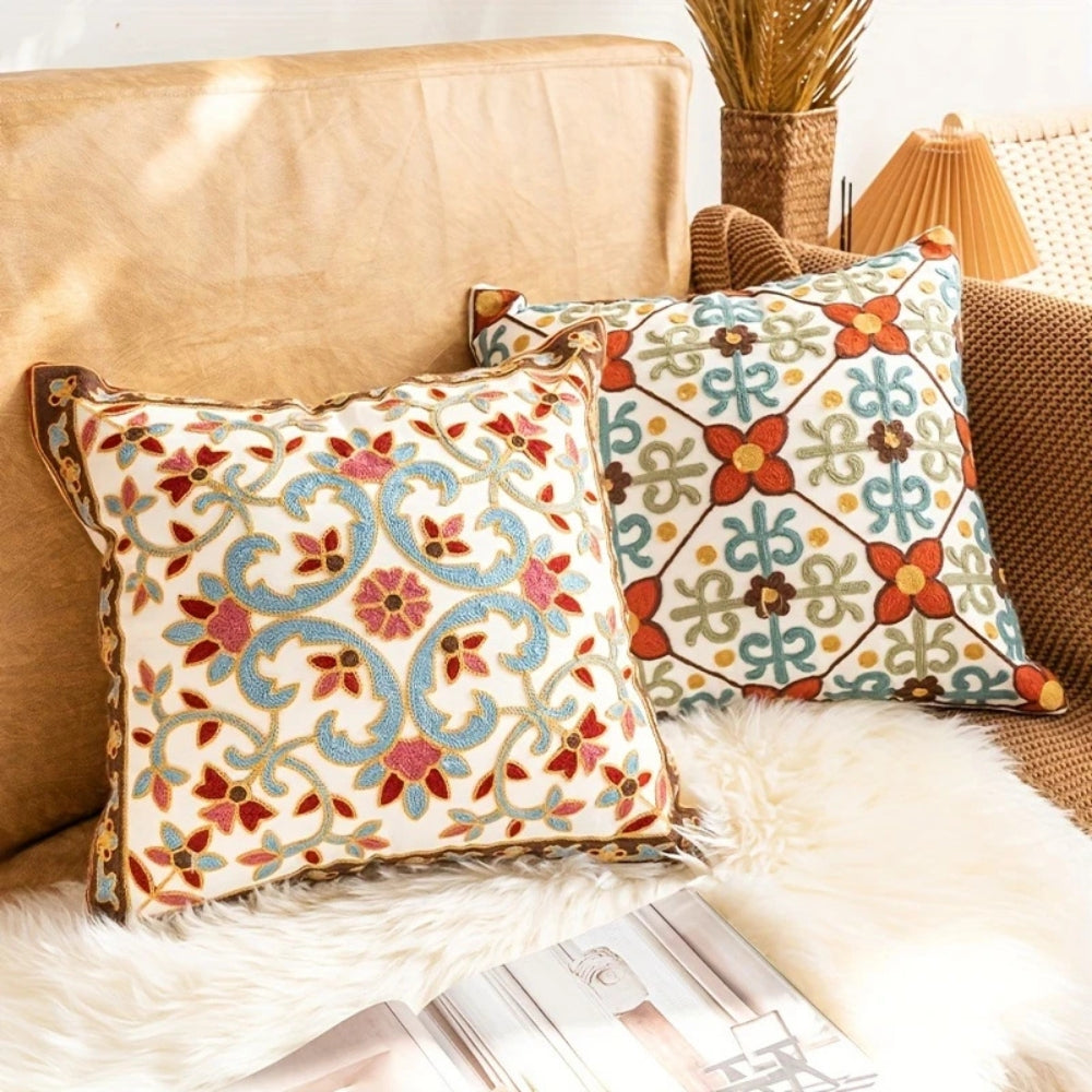 Vintage Embroidered Pillow Cover, 18-Inch Floral Cushion Cover — product view 10