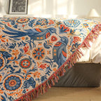 Bird and Floral Cotton Throw Blanket, Breathable Double Gauze — product view 3