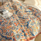 Bird and Floral Cotton Throw Blanket, Breathable Double Gauze — product view 1
