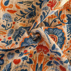 Bird and Floral Cotton Throw Blanket, Breathable Double Gauze — product view 5