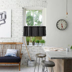 Black Geometric Cabinet Curtain, Tassel Rod-Pocket Panel — product view 4