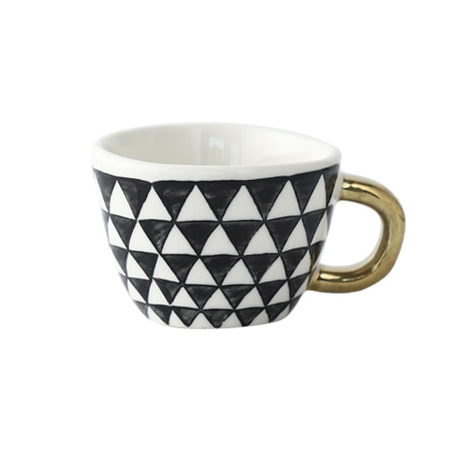 SacredHut | Cup with abstract geometric pattern and gold handle
