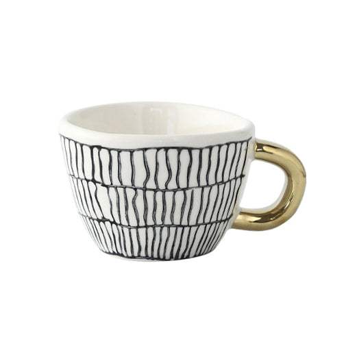 SacredHut | Cup with abstract geometric pattern and gold handle