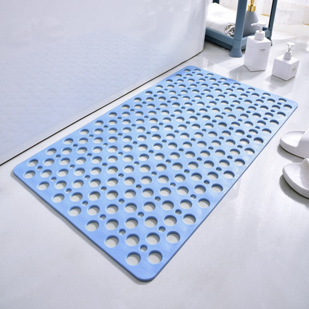 Non-Slip Shower Mat with Suction Cups & Drain Holes — Blue