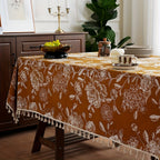 Boho Floral Tassel Tablecloth, Woven Dining Table Cover — product view 8