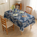 Boho Floral Tassel Tablecloth, Woven Dining Table Cover — product view 1