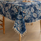 Boho Floral Tassel Tablecloth, Woven Dining Table Cover — product view 6