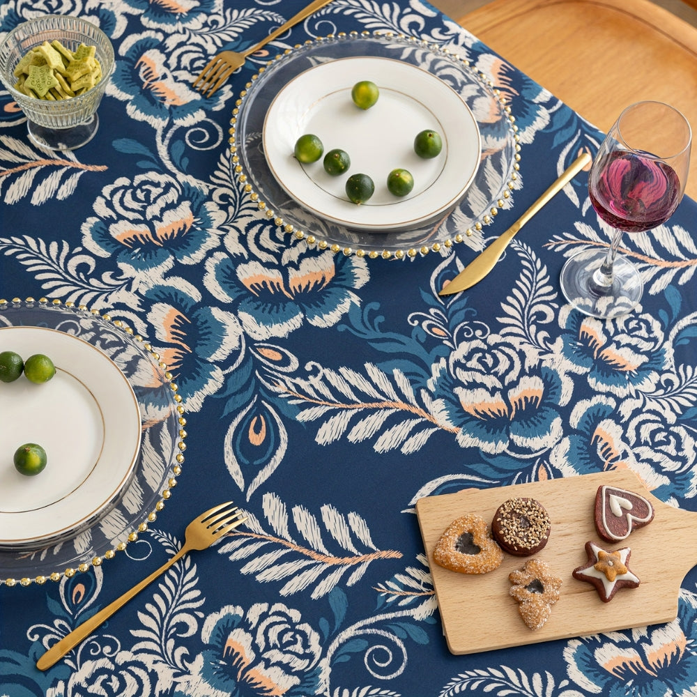 Boho Floral Tassel Tablecloth, Woven Dining Table Cover — product view 4