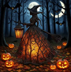 Halloween Witch Lantern Lamp, Battery LED Resin Figurine - product view 4