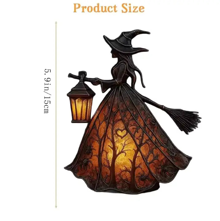 Halloween Witch Lantern Lamp, Battery LED Resin Figurine - product view 6