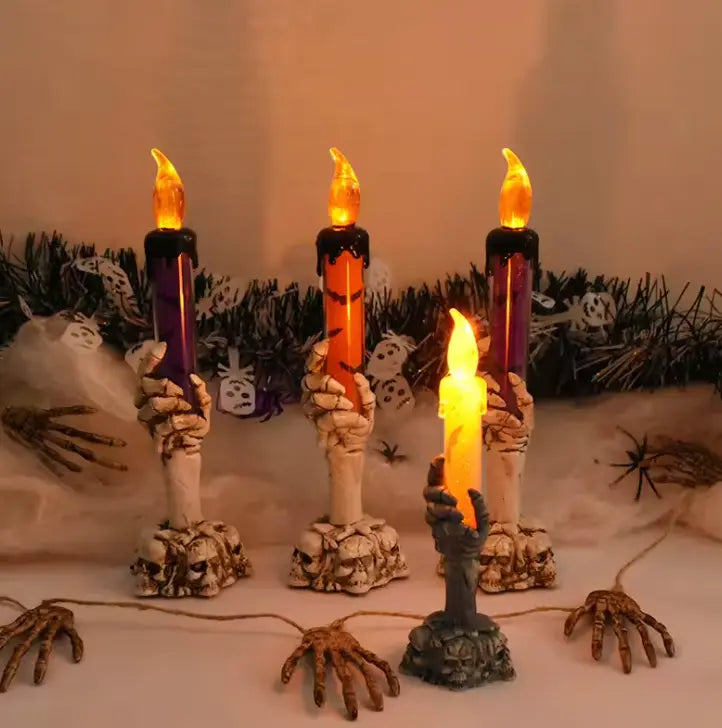 Skeleton Hand LED Candle Lamp, Battery Halloween Skull Decor - product view 1