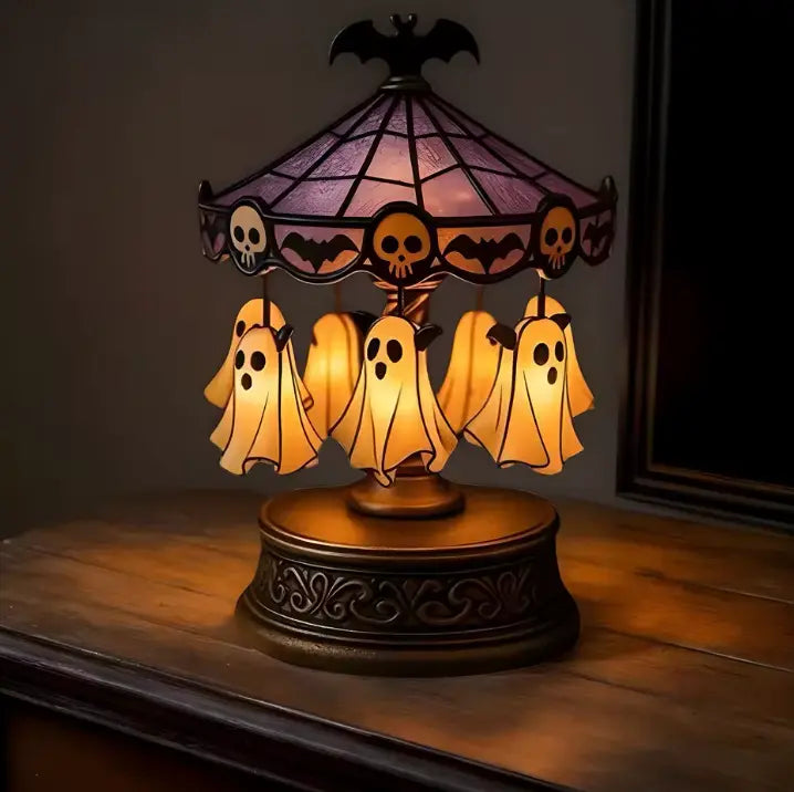 Halloween Ghost Carousel Lamp, Rechargeable Rotating Night Light - product view 1