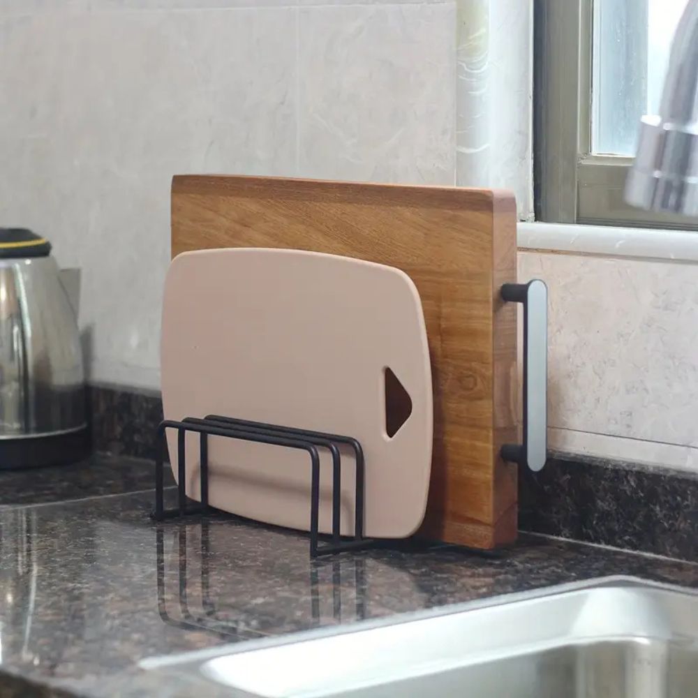 Steel Cutting Board Rack, Five-Divider Kitchen Storage Organizer — product view 1