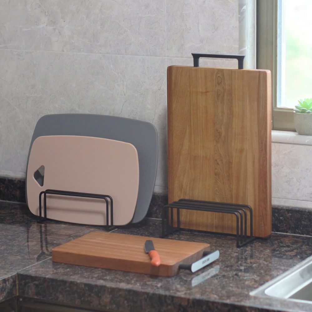 Steel Cutting Board Rack, Five-Divider Kitchen Storage Organizer — product view 2