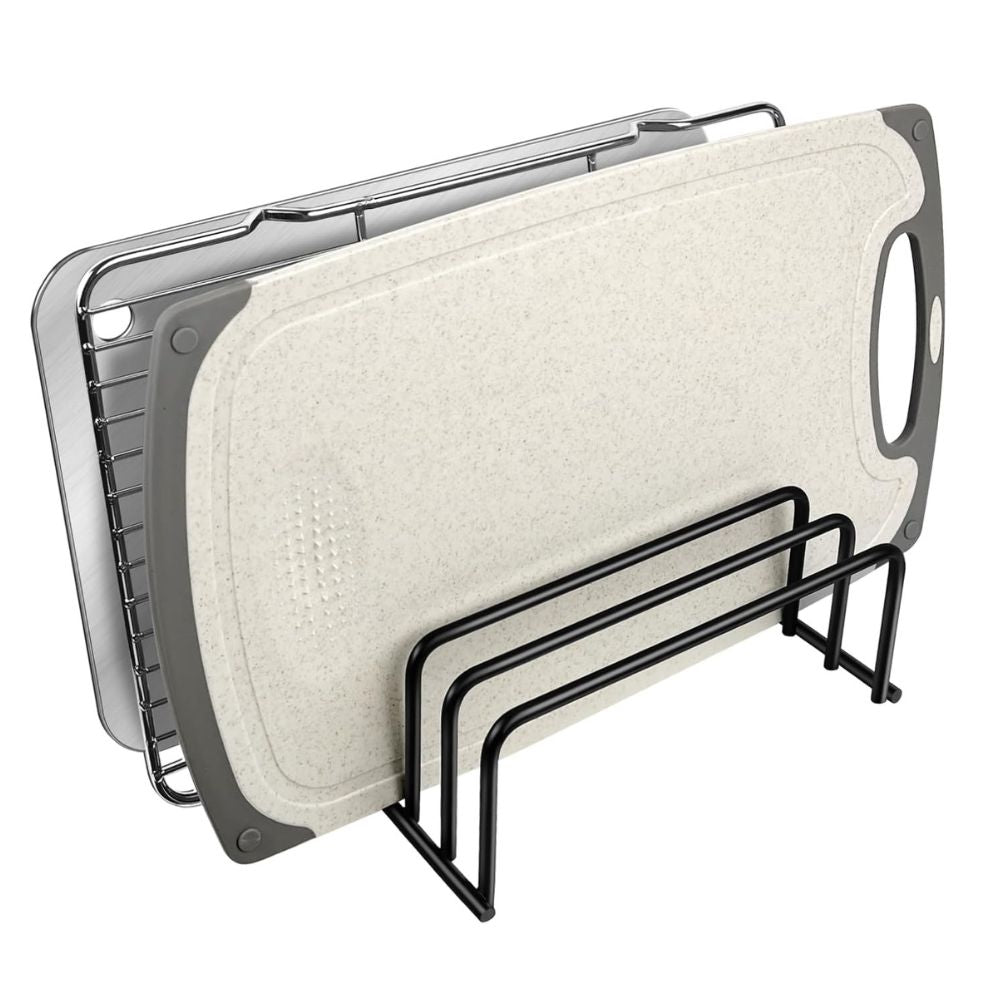 Steel Cutting Board Rack, Five-Divider Kitchen Storage Organizer — product view 4