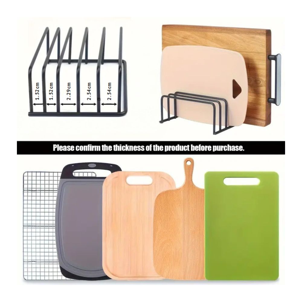 Steel Cutting Board Rack, Five-Divider Kitchen Storage Organizer — product view 5