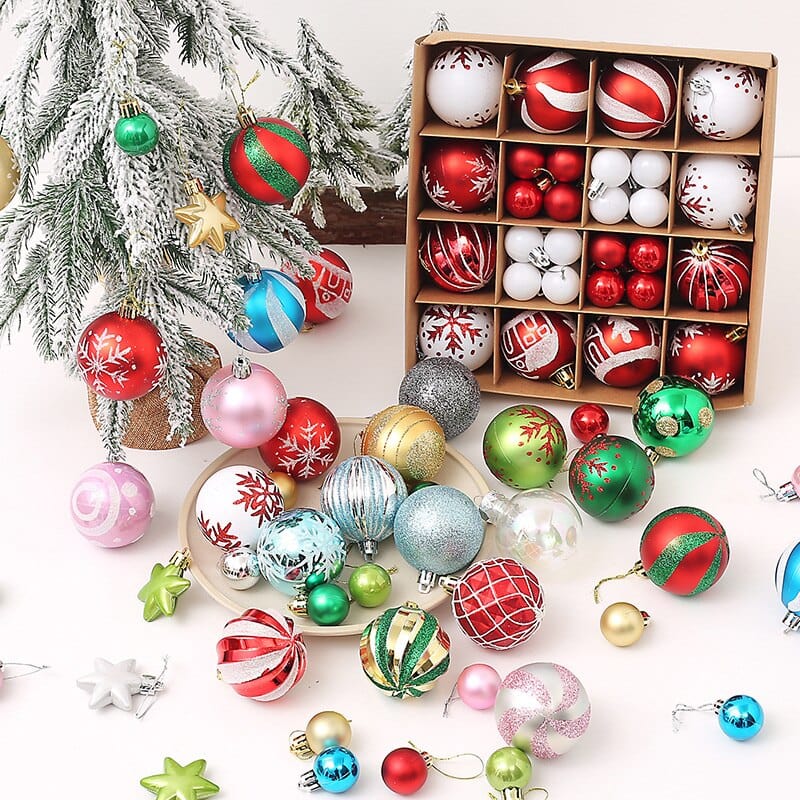 Christmas Tree Ornament Set, Shatterproof Plastic Baubles - product view 1