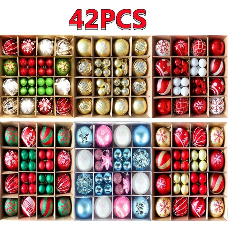 Christmas Tree Ornament Set, Shatterproof Plastic Baubles - product view 6