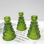 Christmas Tree Glass Candle Holders, Set of 3 Holiday Table Decor — product view 8