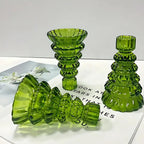 Christmas Tree Glass Candle Holders, Set of 3 Holiday Table Decor — product view 3