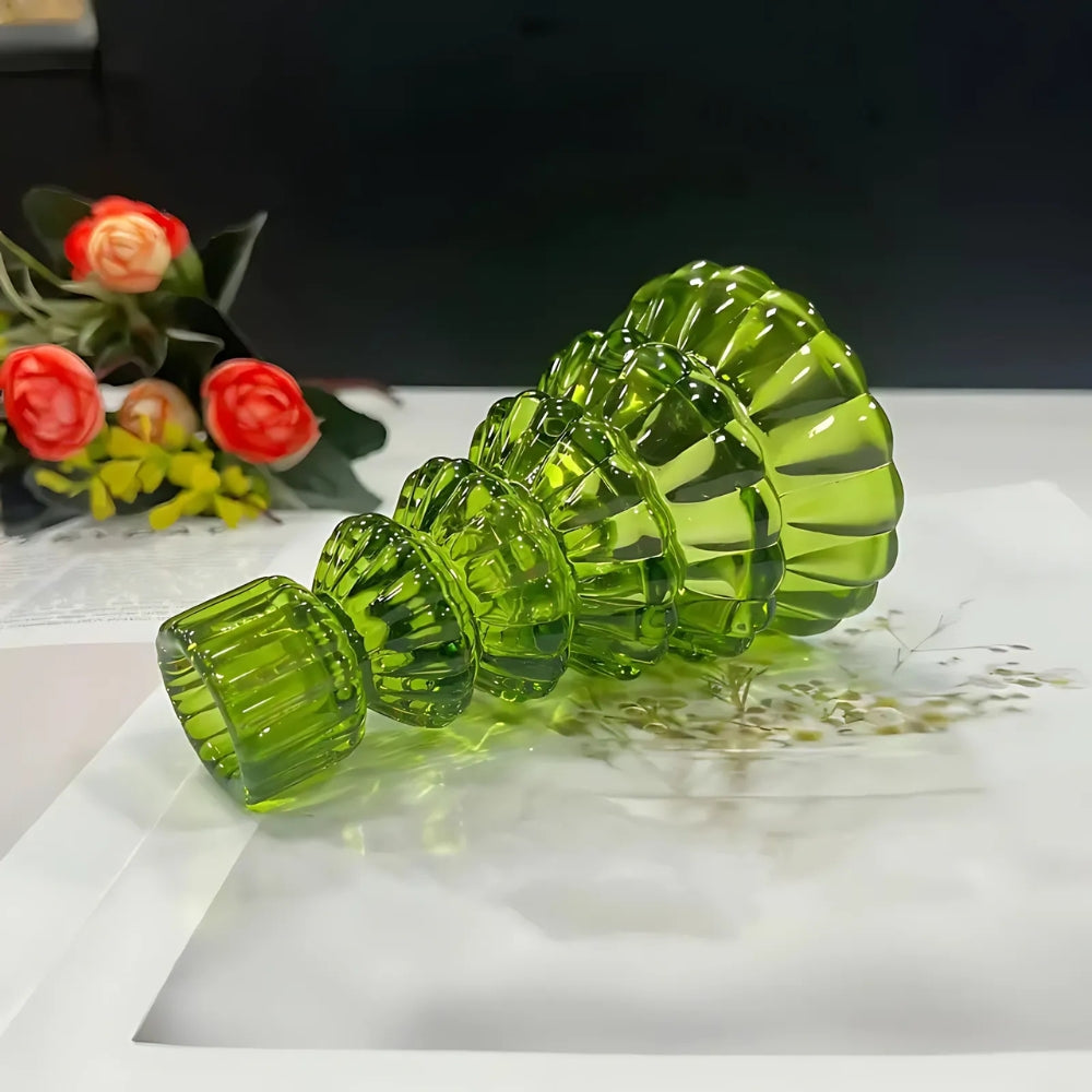 Christmas Tree Glass Candle Holders, Set of 3 Holiday Table Decor — product view 6
