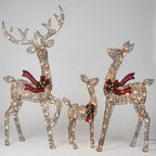 Lighted Christmas Reindeer Family, 3-Piece Outdoor LED Set - Rattan