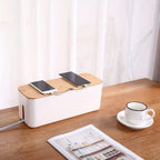 Cable Organizer Box with Bamboo Lid, Ventilated Cord Storage — product view 2