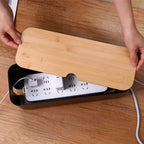 Cable Organizer Box with Bamboo Lid, Ventilated Cord Storage — product view 4