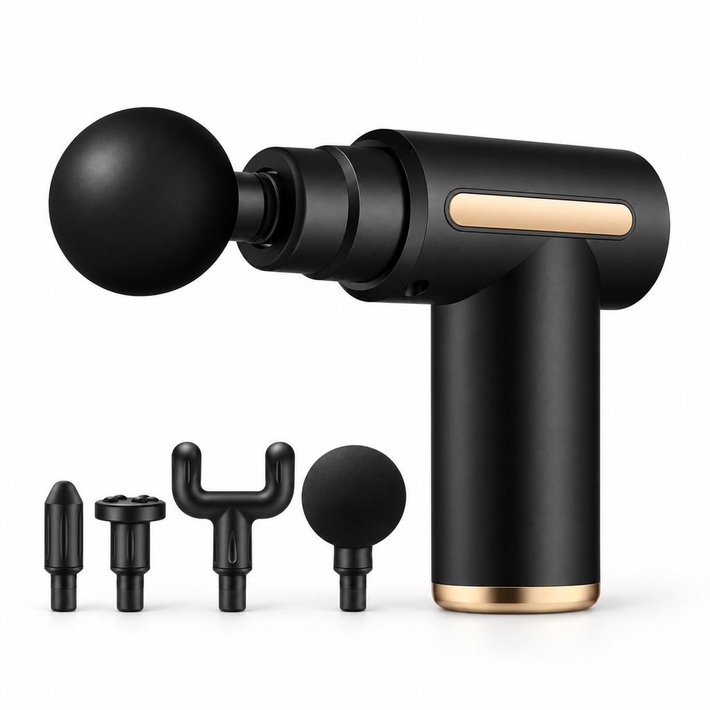 Handheld percussion massage gun for deep tissue muscle recovery