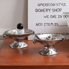 Oval Ceramic Jewelry Tray with Handles, Decorative Organizer Dish — product view 2