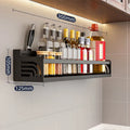 SacredHut | Stainless Steel Kitchen Shelf for Wall Mounting with Hooks and Knife Holder – Ideal for a Tidy Kitchen