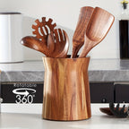Acacia Wood Utensil Holder, 360-Degree Rotating Kitchen Organizer — product view 4