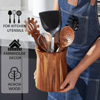 Acacia Wood Utensil Holder, 360-Degree Rotating Kitchen Organizer — product view 7