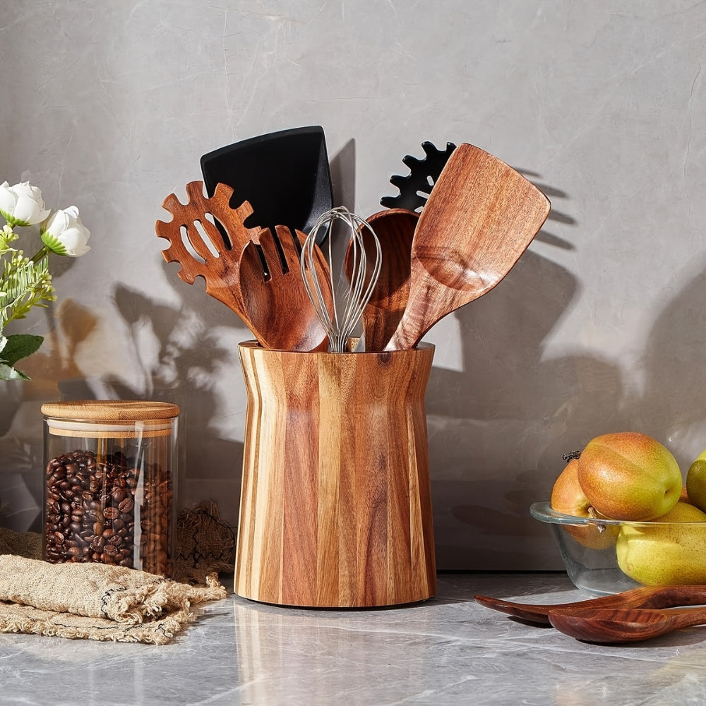 Acacia Wood Utensil Holder, 360-Degree Rotating Kitchen Organizer — product view 6