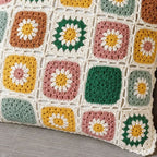 Floral Crochet Throw Pillow Cover, Multicolor Boho Cushion Cover — product view 2