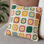 Floral Crochet Throw Pillow Cover, Multicolor Boho Cushion Cover — product view 4