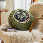 Round Floral Cushion, 18-Inch Velvet-Style Decorative Pillow — product view 2
