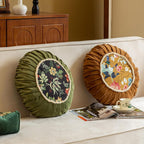 Round Floral Cushion, 18-Inch Velvet-Style Decorative Pillow — product view 4