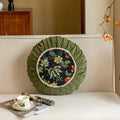 Round Floral Cushion, 18-Inch Velvet-Style Decorative Pillow — product view 1