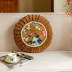 Round Floral Cushion, 18-Inch Velvet-Style Decorative Pillow — product view 5
