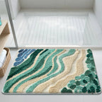 Coastal Wave Bath Mat, Absorbent Non-Slip Microfiber Bathroom Rug — product view 3