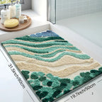 Coastal Wave Bath Mat, Absorbent Non-Slip Microfiber Bathroom Rug — product view 5